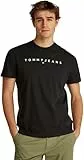 Tommy Jeans Herren T-Shirt Kurzarm Linear Logo Baumwolle, Schwarz (Black), XL