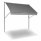 Angerer Freizeitmöbel GmbH Klemmmarkise Style - Markise für Sonnenschutz - Montage ohne Bohren und Dübeln - ideale Balkonmarkise für Mietwohnungen (Grau, 300 cm)