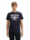 TOM TAILOR Herren 1008637 T-Shirt mit Logo-Print, 10690 - Knitted Navy, XXL