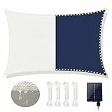 ABIUBIU Sonnensegel 3x4m mit Solar-LED-Automatik – Atmungsaktives Mesh-HDPE, 98% UV-Schutz (UPF50+) & 8 Lichtmodi für Terrasse/Balkon/Garten（Weiß）