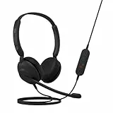 Jabra Evolve 10 Büro-Headset, Mikrofon mit Geräuschunterdrückung, kompaktes, leichtes Design, um 270 Grad drehbarer Auslegerarm, kabelgebundene USB-A-Verbindung, Schwarz