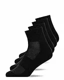 Snocks Mittelhohe Laufsocken Herren Damen 4 Paar - Atmungsaktive Sportsocken ohne Verrutschen - Gemütliche und weiche Funktionssocken - Quarter Socken Sport - Gr. 39-42 - Farbe Schwarz