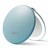 Fancii Taylor Wiederaufladbarer kompakter Make-up-Spiegel mit LED-Lichtern, 10-fach/1-fache Vergrößerung, 3 Lichteinstellungen, groß, 12,7 cm breit, Reisespiegel für Geldbörsen (weicher Himmel)