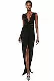 TRENDYOL Frau Maxi Wickelschnitt Regular Webstoff Abendkleid und Abschlusskleid - Schwarz