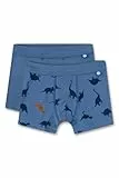 Sanetta Jungen-Hipshorts (Doppelpack) blau | Hochwertige und nachhaltige Unterhose für Jungen aus Baumwoll-Mix. Inhalt: 2er Set Unterwäsche für Jungen 116