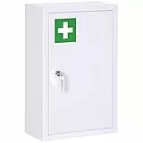 kleankin Medizinschrank, Medikamentenschrank mit 3 Schichten, 2 Schlüsseln, Apothekerschrank, abschließbarer Arzneischrank mit Wand-Medizinbox, Stahl, Weiß, 30 x 14 x 46 cm