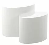 AC Design Furniture Rico Couchtisch in Weiß Hochglanzoptik 2er Set, Platzsparende Ovale Beistelltische für das Wohnzimmer, Moderne Satztische, B: 48 x H: 40 x T: 33 cm und B: 40 x H: 33 x T: 24,5 cm