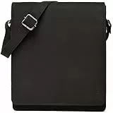 LEABAGS London Leder Umhängetasche – Vintage Messenger Bag aus Echtleder für Damen & Herren – Kleine Schultertasche im Freizeit- & Business-Stil – Crossbody Tasche Alltagstasche - Schwarz