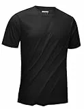 KEFITEVD UV Schutz Shirt Herren Kurzarm Rashguard Leicht Atmungsaktiv Laufshirt Outdoor Funktionsshirt Männer Sport Oberteil Schwarz L