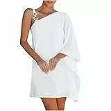 MICKURY Sommerkleider,Frauen Kleid,wickelkleid Sommer,brautkleid Weiss,Trauzeugin Kleid,jerseyröcke,hochzeitskleid rot,tulpenröcke,Freizeitkleid,figurschmeichelnde Kleider(B-Weiß,XL)