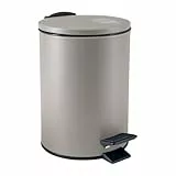 Spirella Kosmetikeimer 3 Liter Edelstahl mit Absenkautomatik und Inneneimer Adelar Badezimmer Mülleimer Softclose Abfalleimer Taupe, 3 litres