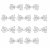 DonDon 10er Set Herren Fliege 12 x 6 cm gebunden und längenverstellbar weiß