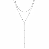 Auiremrti Lange Y-Kette Damen-Mehrreihige Halskette Edelstahl in Silber,Schmuck für Frauen,Elegante Lange Kette für Damen,Ketten Set,Einfacher Silberchmuck