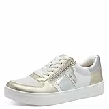 Tamaris Comfort Damen Sneaker flach mit Reißverschluss Freizeit, Mehrfarbig (Gold/Silver), 39 EU