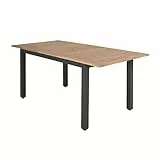 Ambientehome Ausziehtisch, Tischplatte aus FSC-zertifiziertem Akazienholz, Aluminiumgestell, 180-240 x 90 x 74-76,5 cm Tisch, schwarz