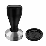 Philorn 58mm Kaffee Tamper aus Edelstahl, Espresso-Stampfer mit Silikonkissen, Kaffeemehlpresser mit Holzgriff, Espresso Tamper für Zuhause und Büro
