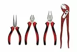 GEDORE red Zangen-Satz, Werkzeug-Set mit Kombizange/Wasserpumpenzange/Flachrundzange/Seitenschneider, R22150018