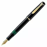 Pelikan Füllhalter Classic 200, Schwarz, Feder M (mittel), hochwertiger Kolbenfüller im Geschenk-Etui, 994004