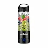 nutribullet Portable, Smoothie Maker to go, 475 ml BPA-freier Becher, kabellos, wiederaufladbar für 15+ Mixvorgänge, tragbarer mini Mixer für mix & go, zerkleinert Eis & Obst, Schwarz, NBP003B