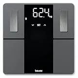 Beurer BF 500 Personenwaage mit Bluetooth und App, digitale Körperfettwaage mit 180 kg Tragkraft, Analysewaage zur Messung von Körperfett, Muskelanteil, Kalorienbedarf etc., XL-Display