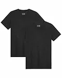 DANISH ENDURANCE Kurzarm Herren T Shirt aus Modal & Bio-Baumwolle, Rundhals-Ausschnitt, 1er, 2er oder 4er Pack, Rund - Schwarz - 2er Pack, L