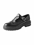 Frauen Plattform Anti-Rutsch Klassiker Runde Zehe Knöchelriemen Komfort Casual Oxford Kleid Arbeit Mary Jane Flache Schuhe