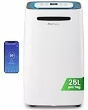 Pro Breeze Luftentfeuchter 25L in 24h Entfeuchtungsleistung - Raumgröße ca. 195m³ (~30 m²) - mit 4 Betriebsarten, Digitalanzeige, Ablaufschlauch, Wäschetrocknung, Timer - Gegen Feuchtigkeit, Schimmel