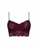 Snocks Spitzen BH - Damen Bustier Spitze, Ohne Bügel, Verstellbare Träger, Elastischer Bund - Angenehm Weiche Material, Sinnliches Design - Gr. M - Farbe Weinrot