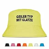 Prozente Momente Geiler Typ mit Glatze - Fischerhut | Anglerhut | Sonnenhut | Sommer | Party | Malle | lustige Sprüche | OneSize | Malle | Urlaub (Neongelb)