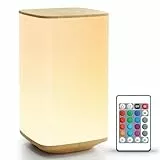 Auxmir Nachtlicht Nachttischlampe Touch Dimmbar, 4000mAh Aufladbar LED Tischlampe Kabellos mit 256 RGB Farben 4 Modi, Stilllicht Baby mit Fernbedienung & Timing Funktion, Lampe für Deko Schlafzimmer
