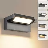 Wandleuchte Außen Innen 22W LED,Außenleuchte Außenlampe Wand,IP65 wasserdichte Außenwandleuchte 3000K Warmweiß Aussenleuchte,Wandlampe mit 350° Schwenkbar Panel für Garten Terrasse Balkon Dunkelgrau