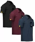 ZITY 3er Pack Poloshirt Herren Kurzarm Schnelltrocknend Atmungsaktives Tshirt Männer Sommer Polohemd Casual Sport Shirt Regular Fit Golf Poloshirts(3XL Schwarz Weinrot Dunkelblau)