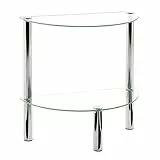 HAKU Beistelltisch halbrund Chrom Metall Couchtisch mit Glasplatte Sicherheitsglas - Maße: B 45 cm x H 47 cm x T 22 cm, Style: Modern