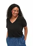 Zizzi Damen Große Größen T-Shirt Baumwolle V-Ausschnitt Gr Gr M Black