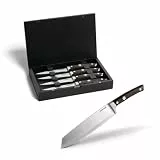BURNHARD® Küchenmesser Set, 5-teilig, Chrom-Molybdän-Stahl 56±2 HRC, Pakkaholz-Griff, inkl. 4 Steakmesser & Akazienholzbox, scharfe Klinge, ergonomisch, Klingenschutz – RAGNAR