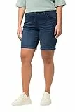 Ulla Popken Damen große Größen Übergrößen Plus Size Jeansbermuda Mandy, 5-Pocket-Form, Komfortbund