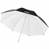 Walimex pro Reflexschirm Ø 109 cm schwarz/weiß für weiches Licht, Lichtreflektor ideal für Porträtfotografie und Produktfotografie, Lichtformer für Studioblitz, Fotoschirm mit Metallstange