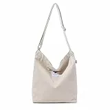 Jiliyote Cord Umhängetasche Damen Groß Mit Reißverschluss - Schultertasche, Beuteltasche für Mädchen, Schule, Uni, Einkauf, Büro