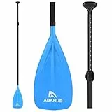 Abahub SUP Paddel 3teilig Stand Up Teleskoppaddel 173-213cm Aluminium mit PU Beschichtung für SUP Board Surfboard Bootfahren Kanusport, Kunststoff-Nylonblatt in Schwarz/Blau/Grün/Orange/Gelb/Türkis