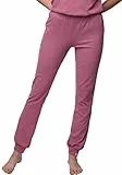 greenjama Damen Hose mit Woll-Anteil, GOTS-Zertifiziert Pyjamaunterteil, Grape, 40