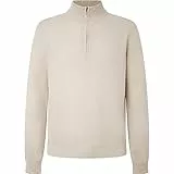 Hackett London Herren Merino Cash Mix Hzip Pullover, Beige (Ecru), S