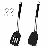 Herogo Pfannenwender, Küchenhelfer Set aus lebensmittelechtem Silikon, Schwarzes Küchenutensilien Kochgeschirr Kochutensilien für Küchen, Backen, Kochen，Hitzebeständig & Spülmaschinenfest, 4 Stück
