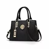 NICOLE & DORIS Elegant Taschen Stillvoll Damen Handtaschen Umhängetasche Shopper Frauen Schultertaschen Henkeltaschen PU Leder Tasche mit Anhänger Geschenke Schwarz