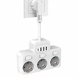 YFCJYBF Steckdosenleiste 3-Fach mit USB,Mehrfachsteckdose mit Schalter,Mehrfachstecker für Steckdose,Geeignet für Steckdosenleisten im Büro und zu Hause,7 in 1 Steckdosenadapter mit 3 USB + 1 Type C