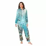 RPLIFE Ocean Life Schlafanzug für Erwachsene, Schlafanzug mit Quallen-Motiv, weicher Plüsch, mit Kapuze, Reißverschluss, Medusa Ocean Life, XS