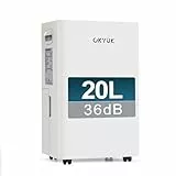 OKYUK Luftentfeuchter Elektrisch 20L mit Digitaler Luftfeuchtigkeitsanzeige, 36dB Leiser 40m², mit automatischer Abschaltung, für Wohnmobil, Badezimmer, Keller,1 J. Umtausch/10 J. Garantie (20L Weiß)