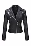 Geschallino Damen Kunstlederjacke Große Größen Kurze PU Moto Bikerjacke Übergangsjacke 53PLUS Schwarz 3XL