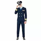 Boland - Kostüm Pilot für Herren, 5-teilig, Faschingskostüm für Mottoparty, Halloween oder Karneval, Flugkapitän