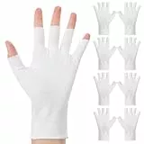 Sibba 4 Paar Handschuhe Weiß Fingerlose, Feuchtigkeits Handschuh, Ekzemhandschuhe für Trockene Hände, Touchscreen-kompatible Schlafhandschuhe für Feuchtigkeitspflege über Nacht