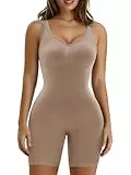 SHAPERX Shapewear Damen Bauchweg Stark Formend Body Shaper Overall-Shorts Abnehmen Shaping Bodysuit, UK-SZ5310-Sienna-S/M